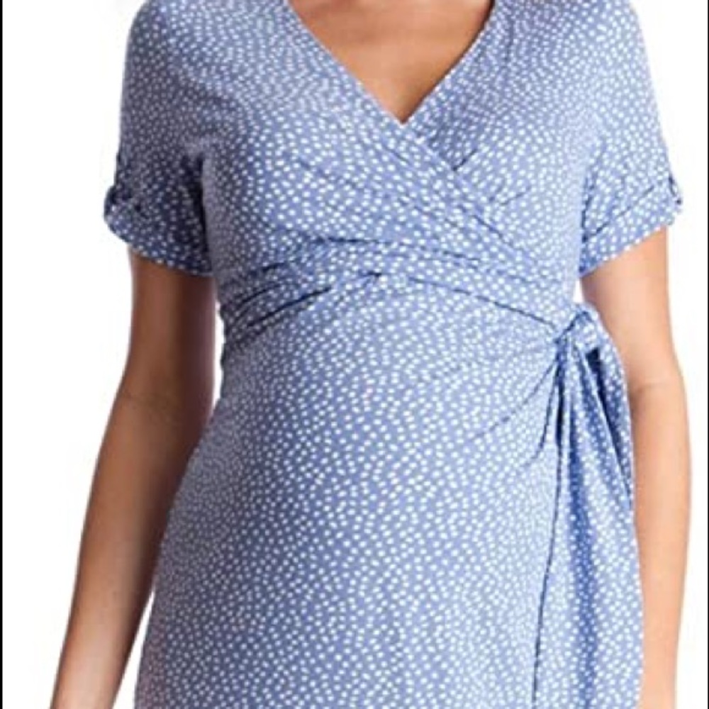 Seraphine Maternity Dress Baby Blue Polka Dot